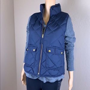 J. Crew Navy Front Zip Excursion Quilted Down Vest